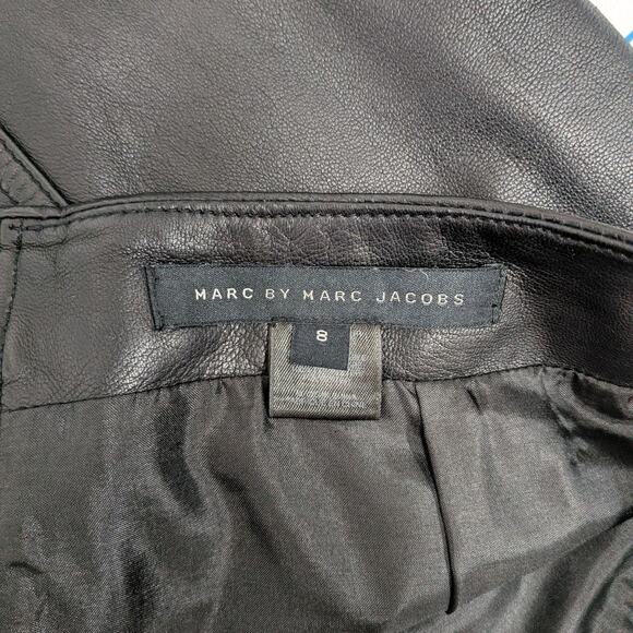 Marc by Marc Jacobs Black Lambskin Leather Pencil Skirt, Size 8 - Picture 4 of 8